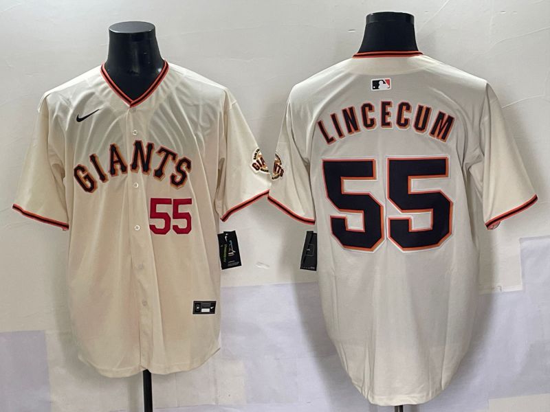 Men 2025 San Francisco Giants #55 Lincecum Cream Game Nike MLB Jersey style 4->san francisco giants->MLB Jersey